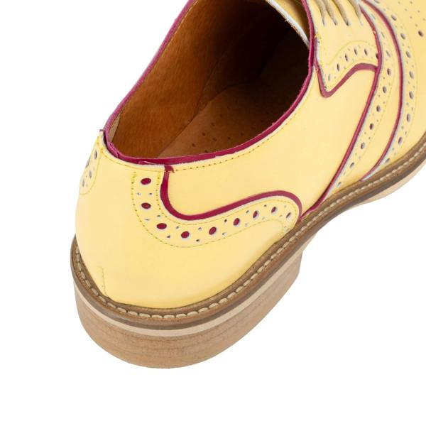 Embassy London Brick Lane - Pastel Yellow - Women's contrast leather lace-up brogue