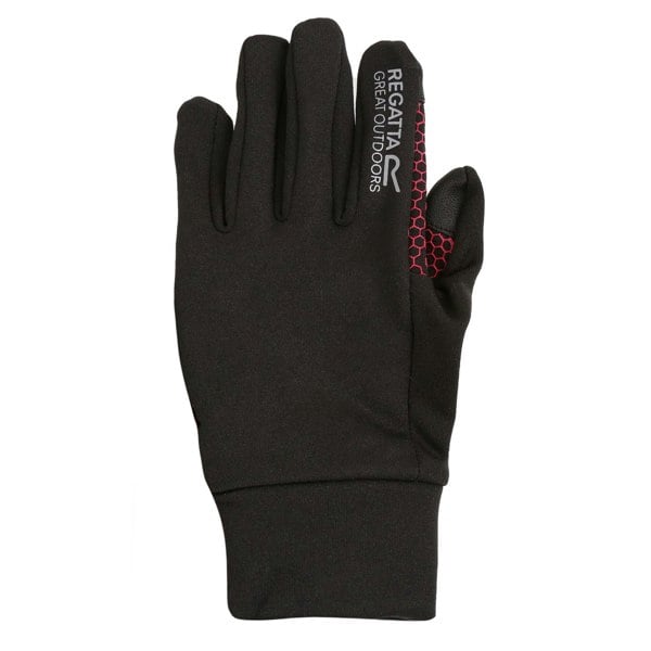 Regatta Childrens/Kids Grippy II Lightweight Gloves - Black/Pink Potion