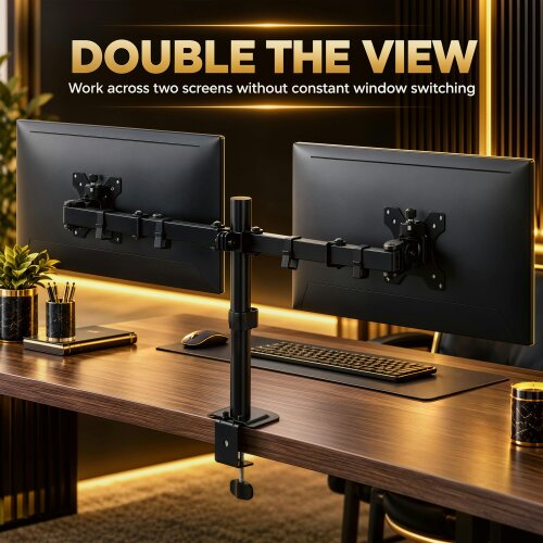 HOMCOM Dual Monitor Stand for 2 Screens up to 32", Height Adjustable, Black