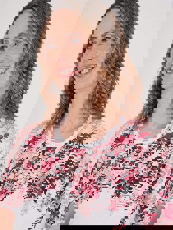 TIGI Cascade Lattice Neck Floral Top