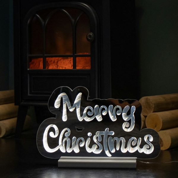 Samuel Alexander 32cm Light up Merry Christmas Infinity Decoration with White LEDs
