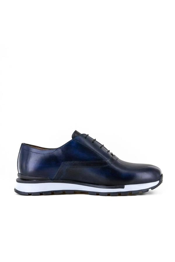 HAND PAINTED ENGRAVED CLASSIC LEATHER TRAINERS - Premium Men's Patterned Shirt by Claudio Lugli | Bold Design, Tailored Fit, Best Printed Shirts