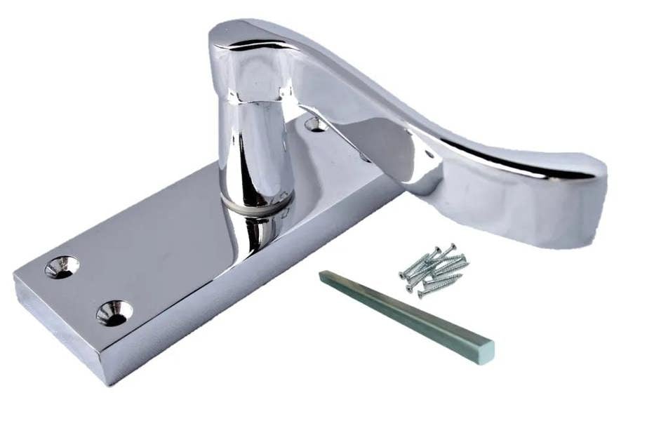 EDH Door Hardware Modern Victorian Chrome Door Handles, Victorian Scroll Lever Latch Door Handles