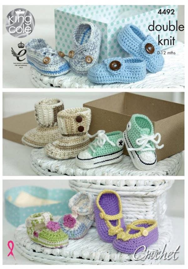 King Cole Cherish Knitting Pattern 4492, Shoes for Baby, 0 - 12 Months - Advanced