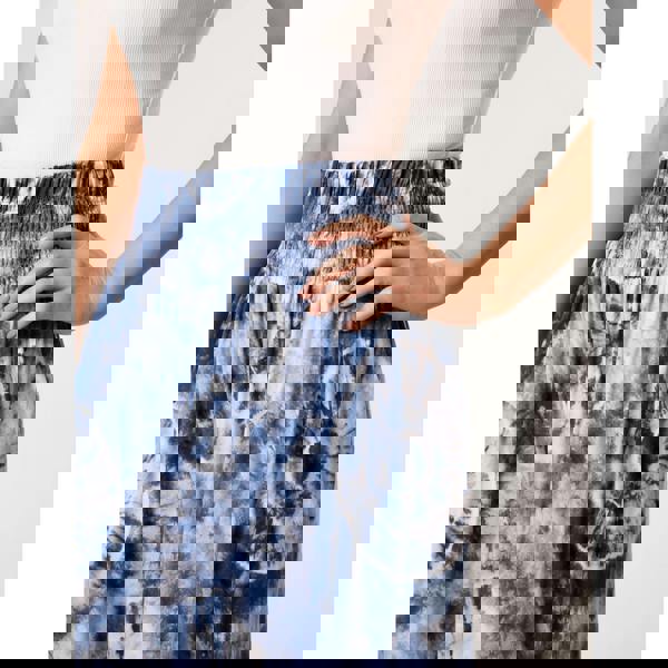 Blue Vanilla Wide Leg Pants With Tie-Dye Print