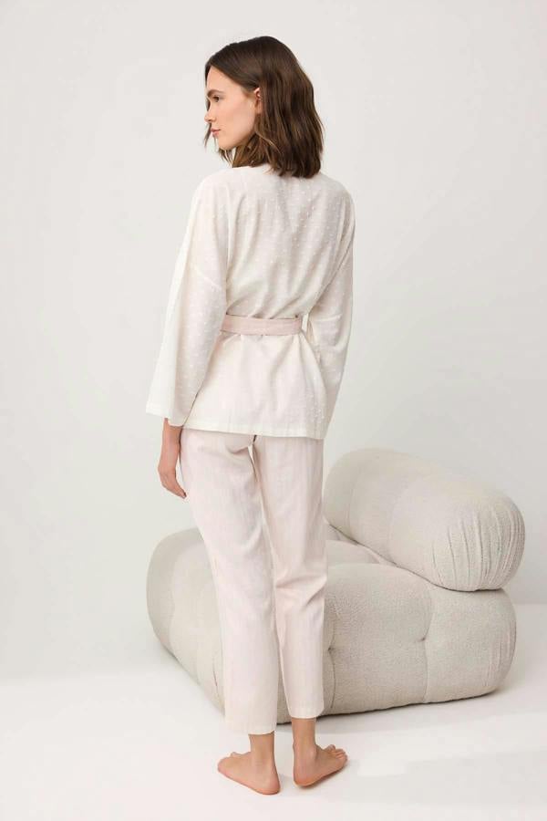 V Neck Camisole with Trousers and Robe 3 Piece Pyjama Set