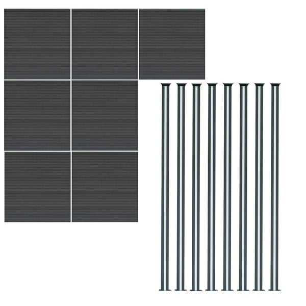 Monstershop Composite Fence Panel x 7 & LED Posts x 8 - Grey