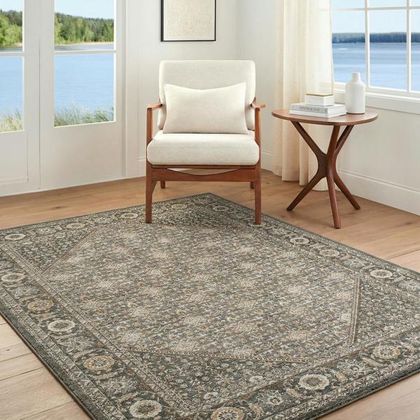 Livabliss Arda-Vintage Green Blue Brown Traditional Boho Fringe Rug