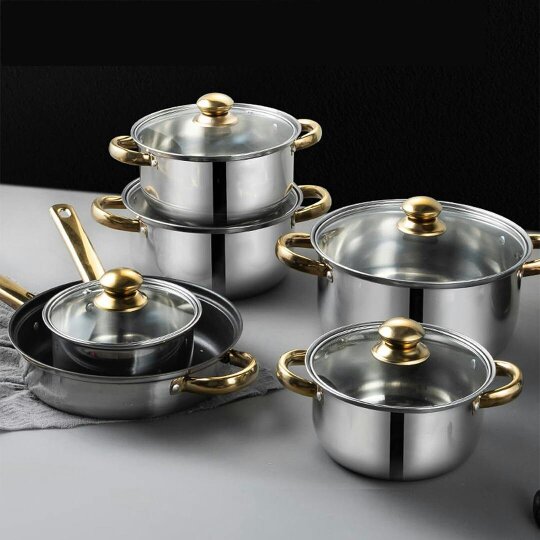 Havendro Induction Non Stick Stainless Steel Cookware Cooking Pot Pan With Lids Set
