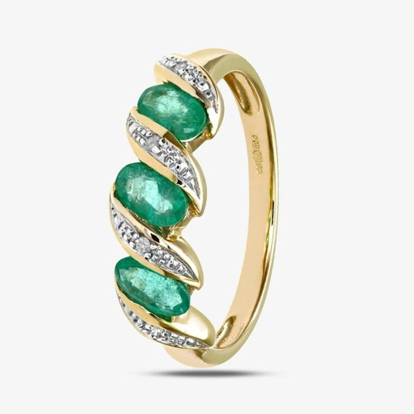 T. H. Baker 9ct Yellow Gold Emerald Swirl Half Eternity Ring PR06270Y EM