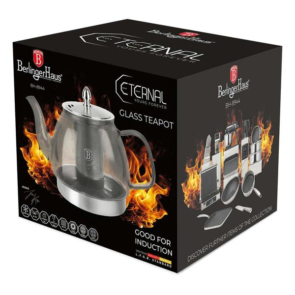 Glass Teapot with Filter 1.2L Grey BH8944