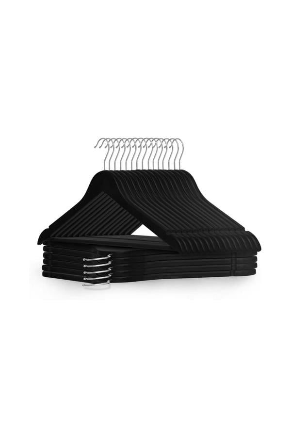 Dyzi 20 Pack Wooden Clothes Hangers With Non Slip Bar