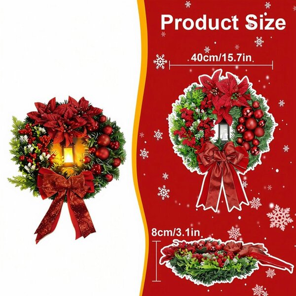 deAO Toys deAO Christmas Wreath Festive Door Decoration for Holiday Season (Red)