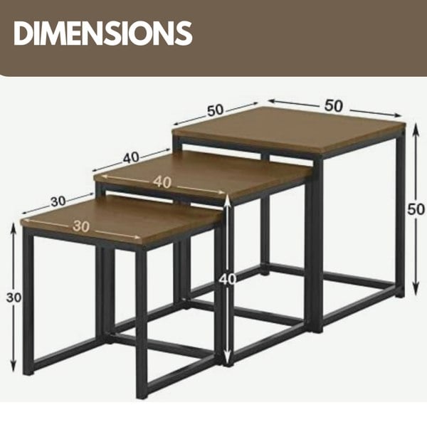 Rafaelo Mobilia 3 Nest Of Tables Dark Wood