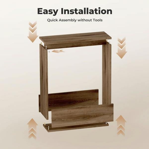 Levede Slim Side Table 2 Tier with Magazine Storage Narrow End Table 55x20x60cm