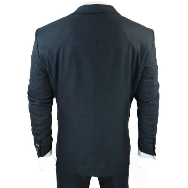 TruClothing Men's 3 Piece Olive Prince Of Wales Check Suit