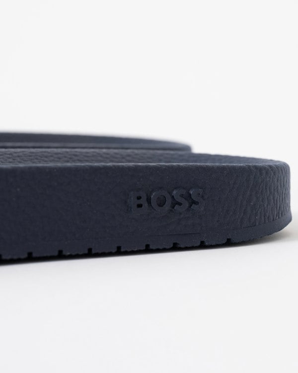 BOSS Orange Aryeh Mens Italian-Made Slides With Large Logo Detail - Navy 410