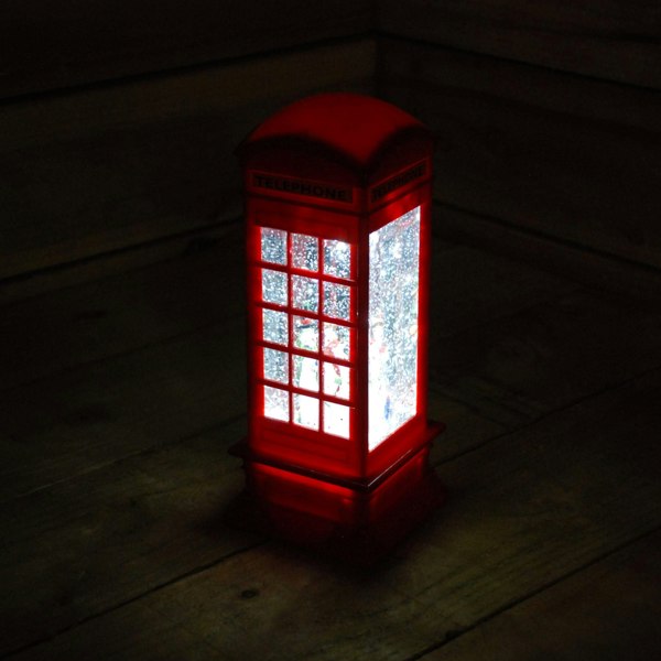Samuel Alexander 26.5cm Christmas Water Spinner Telephone Box Design with Snowman Scene  Dual Power
