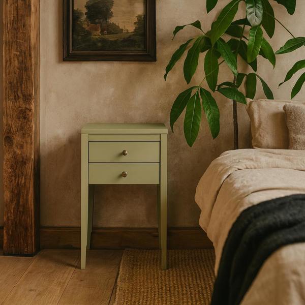 Wyld Haus Pirenopolis Sage Green Wood Grain 2 Drawer Bedside Table