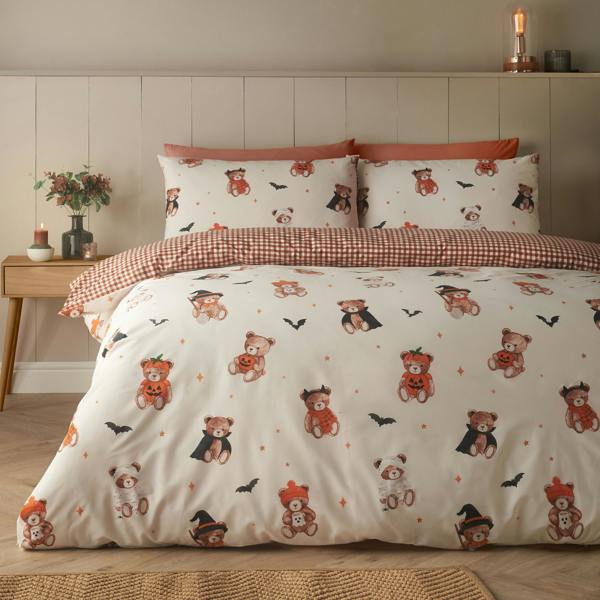 Catherine Lansfield Scare Bears Reversible Duvet Cover Set Cream