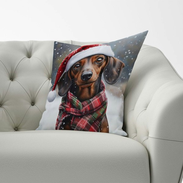 Warren Reed Christmas Dachschund Cushion