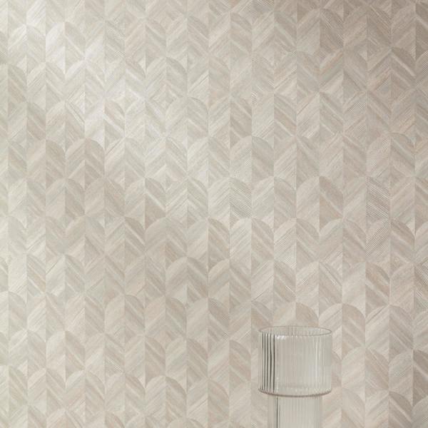 Grandeco Boutique Amber Art Deco Geo Luxury Weight Embossed Wallpaper, Grey