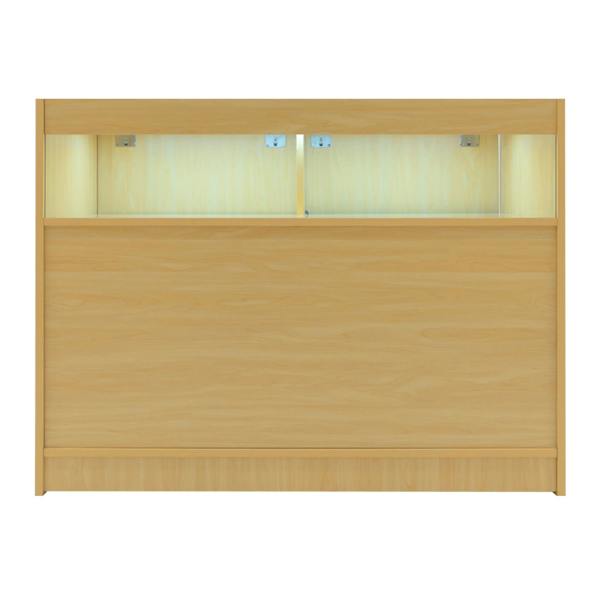 Luna LED Shop Counter Set in maple finish, featuring a sleek design with integrated lighting and smooth, textured surfaces