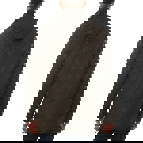 Leather Company Men's Leather Puffer Jacket Hooded Quilted Winter Coat