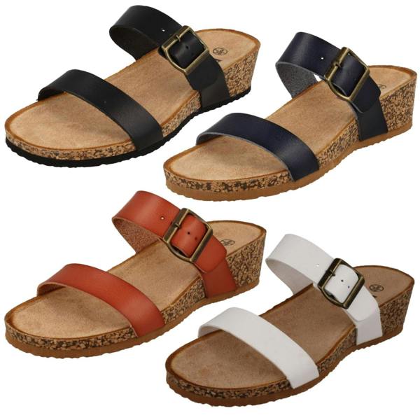 Down to Earth Ladies Down To Earth Mid Wedge Mule Sandals F12087