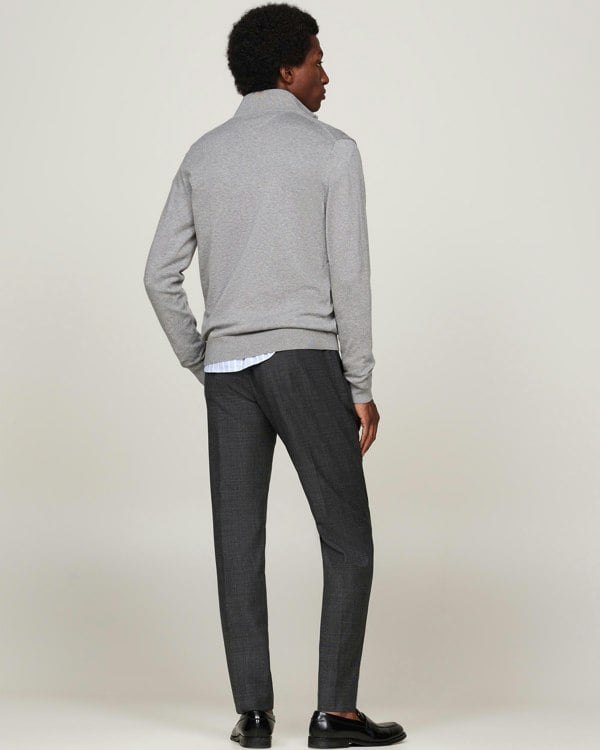 Tommy Hilfiger Essential Cotton 1/4 Zip Mock Mens Sweatshirt - Medium Grey Heather