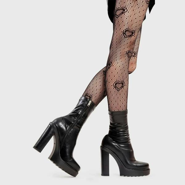 Lamoda Stardust BlackPU Platform Ankle Boots Trendy Comfortable Stylish