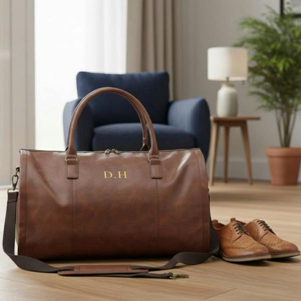 Monogrammed Leather Business Garment Bag - main product image