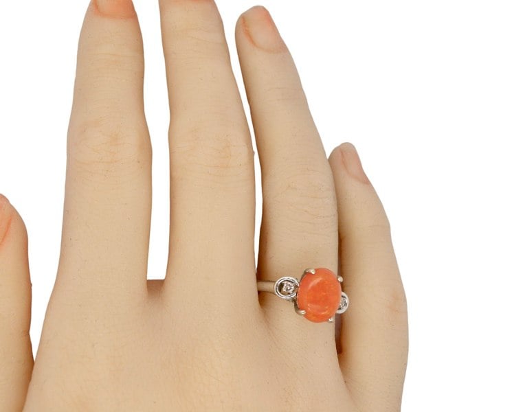 Vintage Tom A fire opal and diamond dress ring