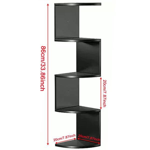 Havendro 5 Tier Black Floating Corner Shelves Wall Mount Wooden Storage