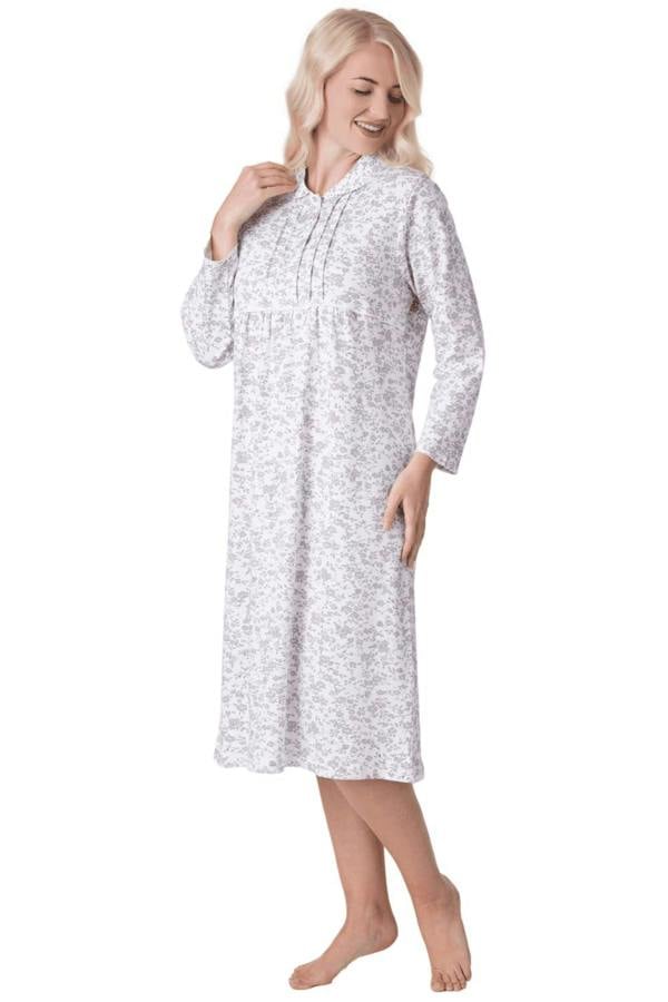 Womens Heavyweight Long Sleeve 100% Cotton Jersey Nightdress