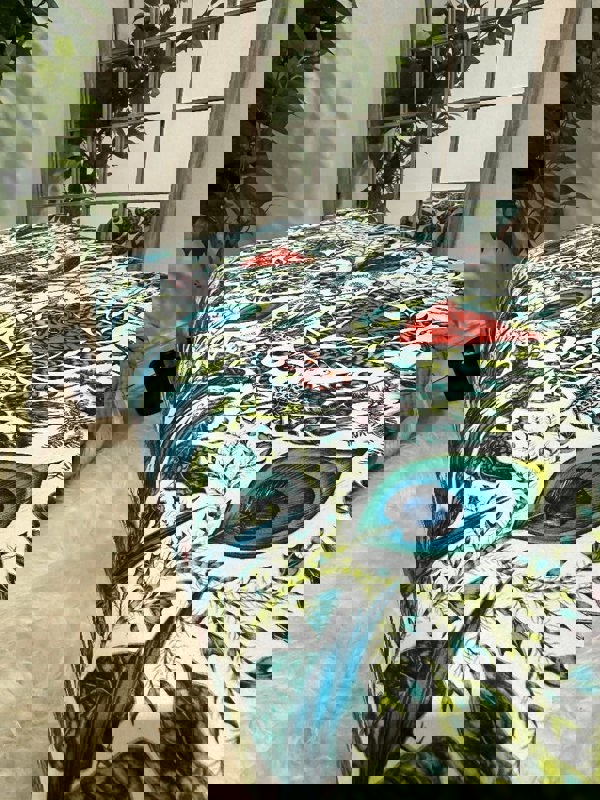 GREEN FLORAL Handmade footstool