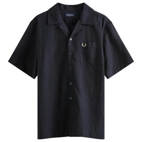 Fred Perry Textured Lightweight Navy Blue Vacation Shirt XS