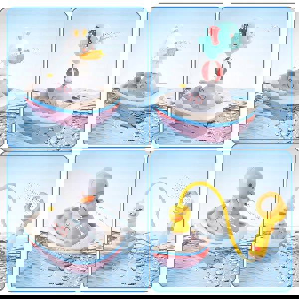 deAO Toys Baby Bath Time Shower Toy Set Floating Boat and Cute Animal Sprinkler Toys