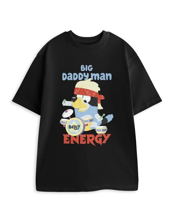 Bluey Mens Black Big Daddy Short Sleeved T-Shirt