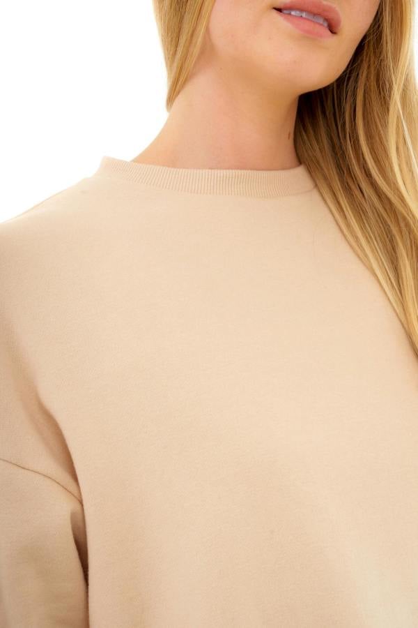Smart Living Women's Oversized Sweatshirt Cozy Pullover Jumper Crewneck Top - Stone