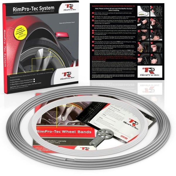 RimPro-Tec Group 4x Silver Base's 4x White  Pinstripe's / RimPro-Tec® Wheelbands™ car wheel styling kit