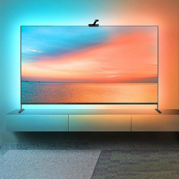 ENER-J RGBIC LED TV Backlight with Camera, 3.8m Smart LED Strip for 55-65 Inch TVs, WiFi & Bluetooth, Alexa Compatible, Music Sync