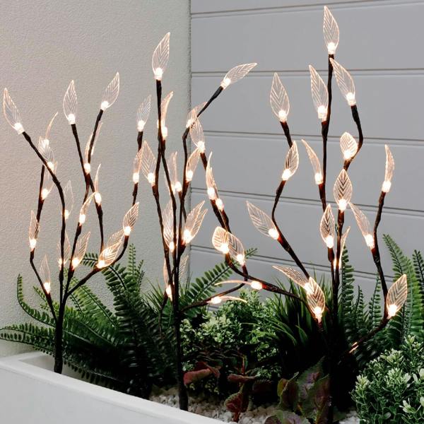 Gardenwize Solar Tree Lights – Pack of 3 with 60 White LED Stake Lights