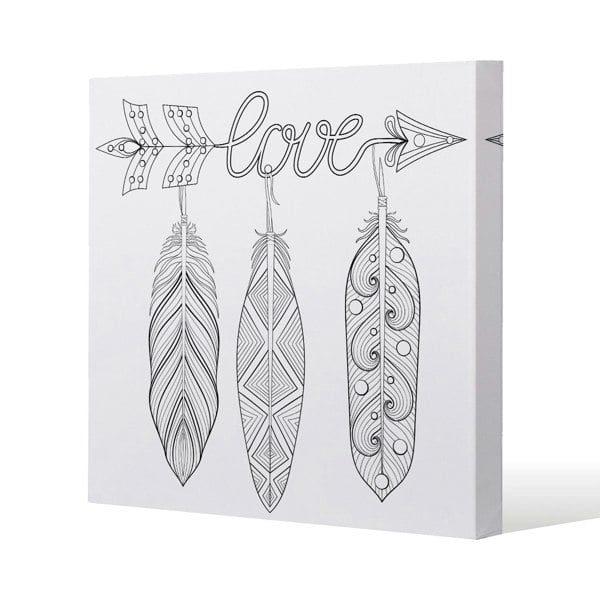 Benjamin Tate Design Bohemian Arrow Slim Style Canvas Print  90x90cm , 15mm Slim Real wood.