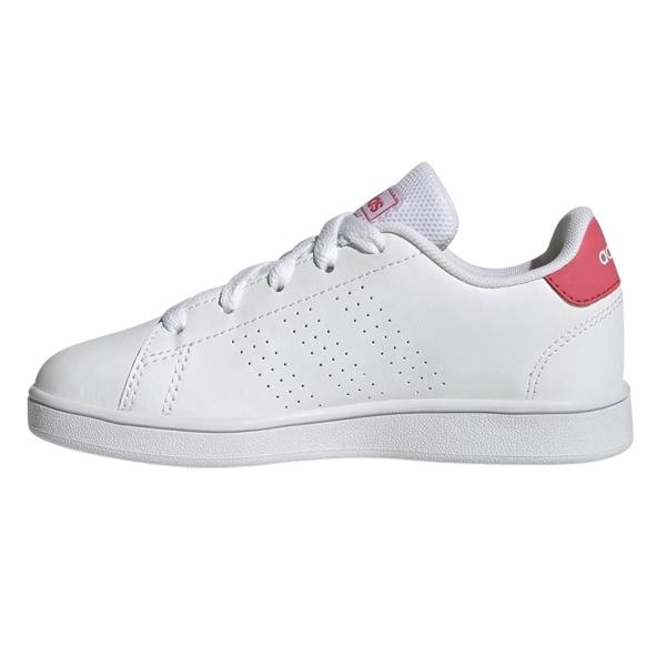 Adidas Childrens/Kids Advantage Leather Flat Trainers - White/Pink - 
