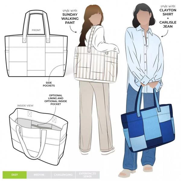 Style Arc Sewing Pattern Forrest Tote Bag - Bags - Easy