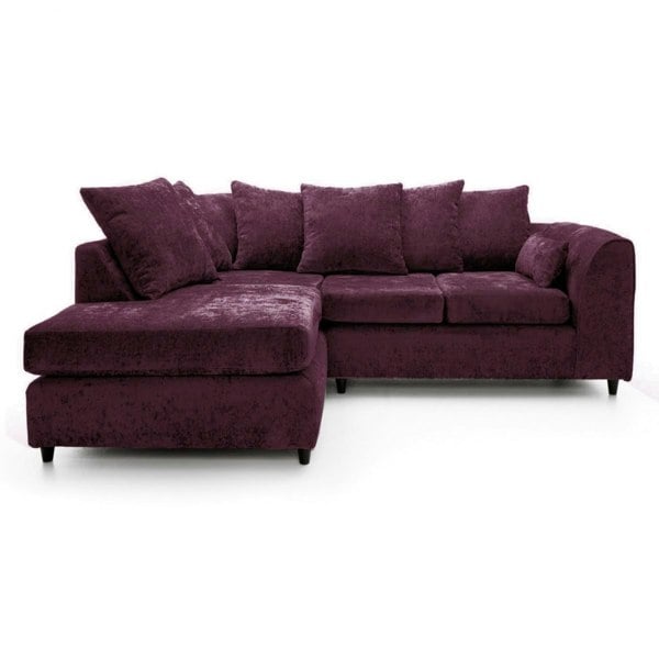 SQUAREBOXX Dylan Chenille 4 Seater Fabric Corner Sofa in Aubergine