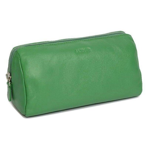SADDLER MEGAN Leather Zip Top Cosmetic Bag - Large Capacity and Inner Zip Pocket - RFID Protected - Jelly Bean