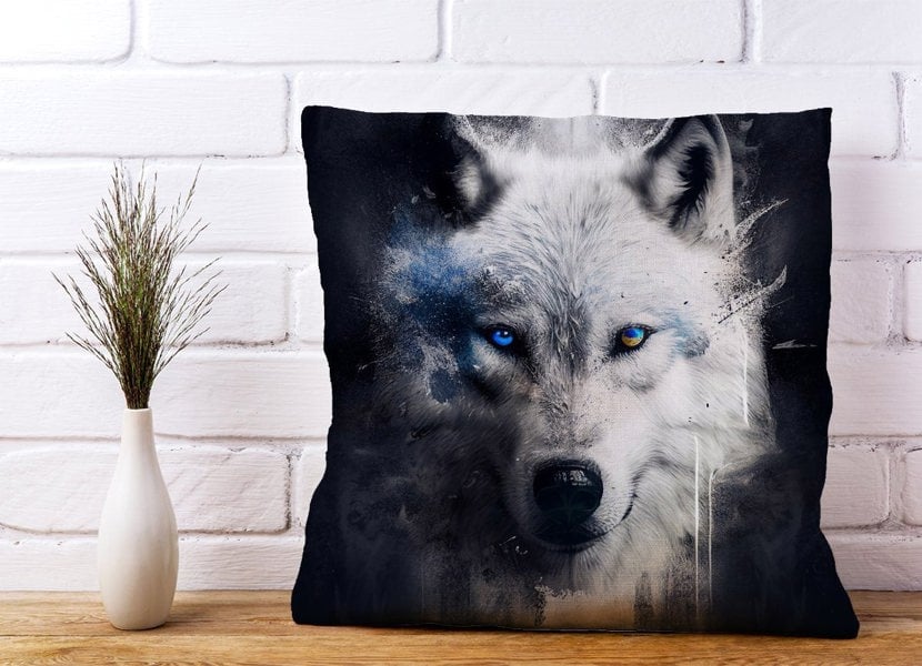 Warren Reed White Wolf Face Splashart Dark Backgrouns Cushions