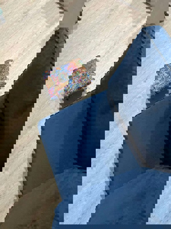 ISTOOLS Small Velvet Stained Glass Footrest Pouffe – Handmade in the UK